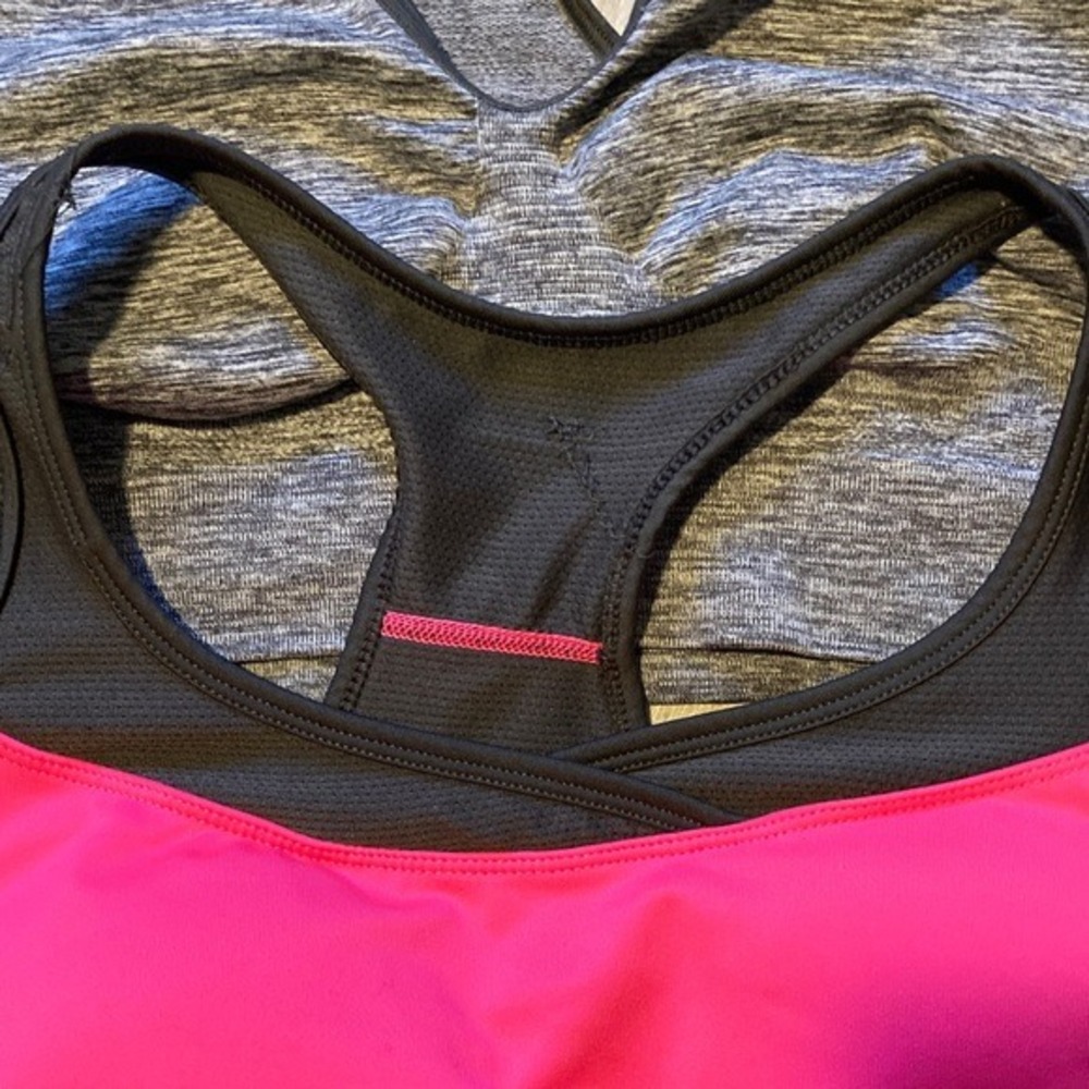 Tek Gear Size Large Impact‎ Sports Bra Set 2 Gray Pink Racerback Activewear - Picture 4 of 7